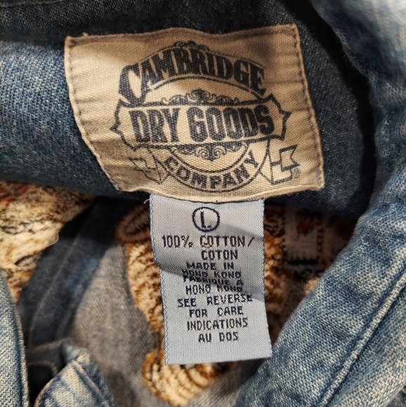 Vintage Cambridge Dry Goods Women's Large Denim Shirt Embroidered Teddy Bear EUC - Picture 6 of 11